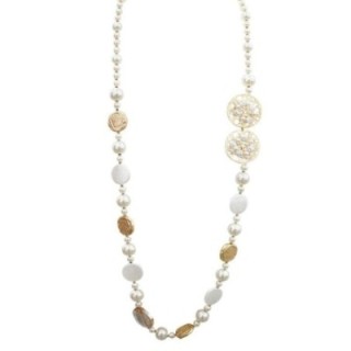 Collana Lunga di Perle con Dischi