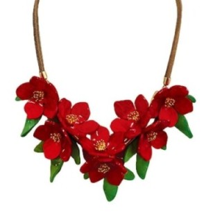 Collana Bijoux con Fiori Rossi