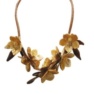 Collana Bijoux con Fiori Caramello