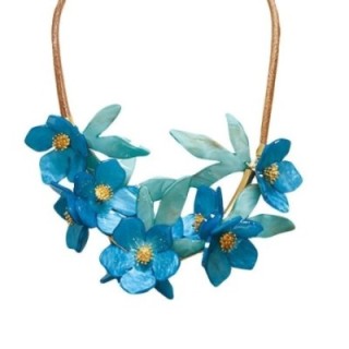 Collana Bijoux con Fiori Blucelesti