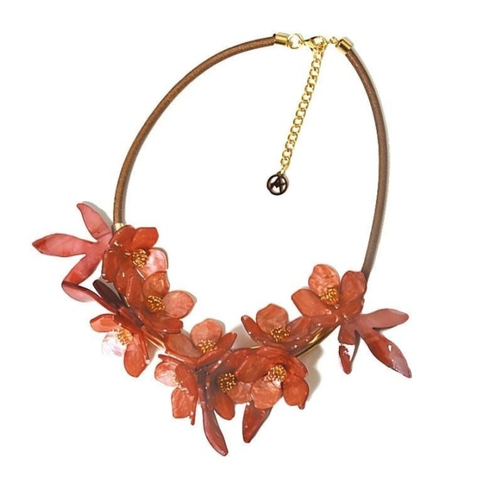 Collana Bijoux con Fiori Albicocca
