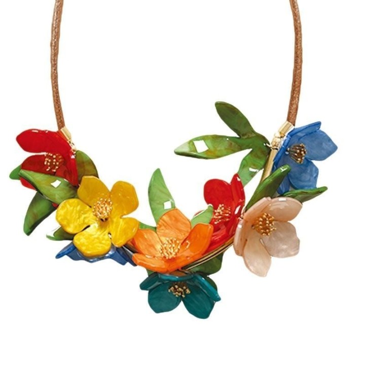 Collana Bijoux con Fiori Multicolore
