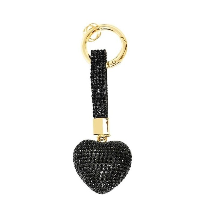 Portachiavi Cuore Black-gold Strass