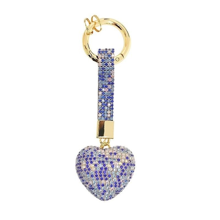 Portachiavi Cuore Blue-gold Strass