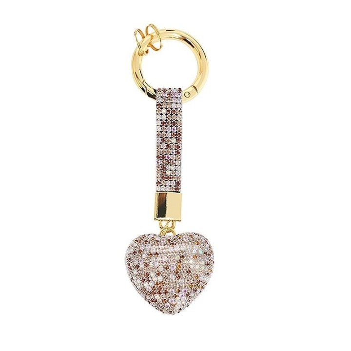 Portachiavi Cuore Champagne Strass