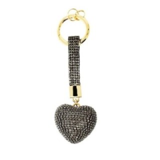 Portachiavi Cuore Grey-gold Strass