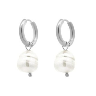 Cerchio Pendenti con Perla di Fiume Acciaio 316L