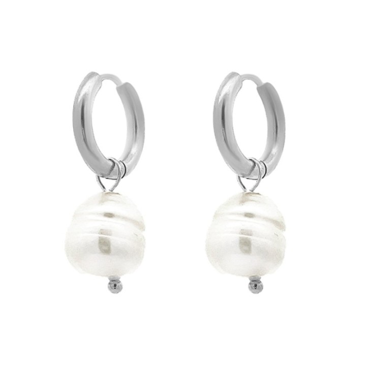 Cerchio Pendenti con Perla di Fiume Acciaio 316L