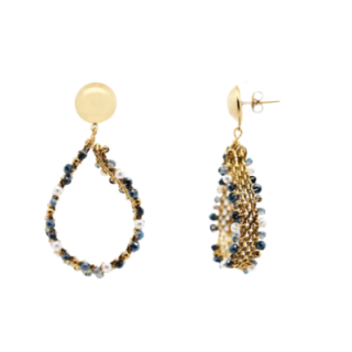 Pendenti Goccia con Cristalli Blu Acciaio