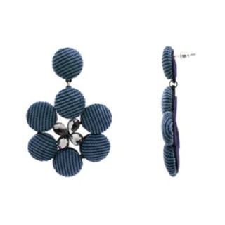 Pendenti Fior di Sfere Blu in Tessuto e Strass