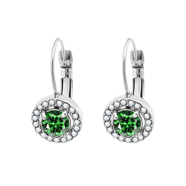Monachella Zirconia Verde Cristalli Acciaio Argentato