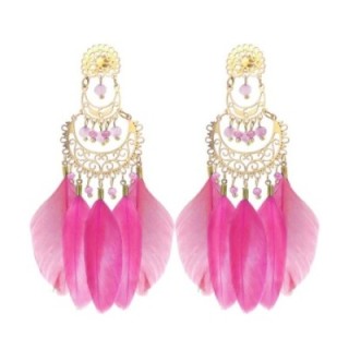 Pendenti Piuma Fucsia Dama di Persia Acciaio 316L