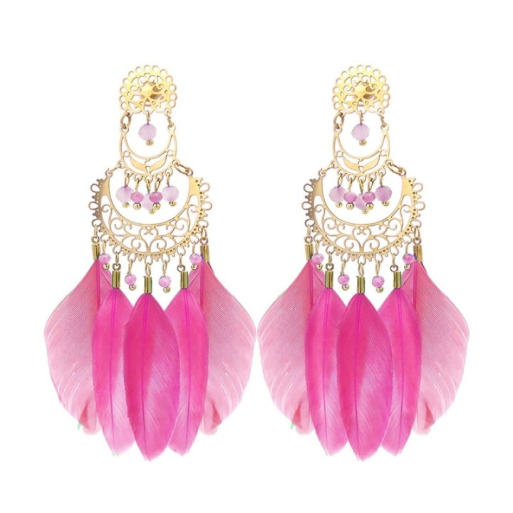 Pendenti Piuma Fucsia Dama di Persia Acciaio 316L