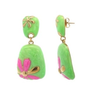 Pendenti Smalto Verde in Fiore Acciaio 316L
