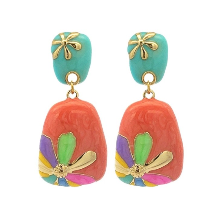 Pendenti Smalto Colonical in Fiore Acciaio 316L