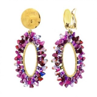 Pendenti Ovali CRISTALLINI Fucsia Acciaio 316L