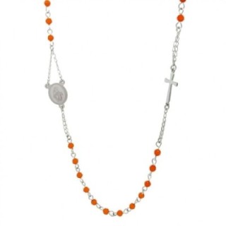 Rosario Girocollo Argento-Arancio Acciaio 316L