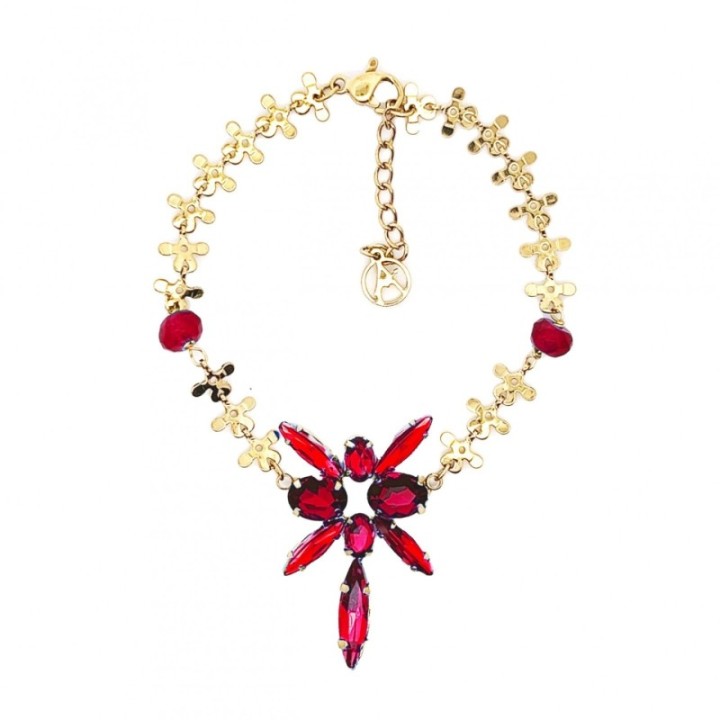 Braccialetto Libellula Rosso Acciaio 316L