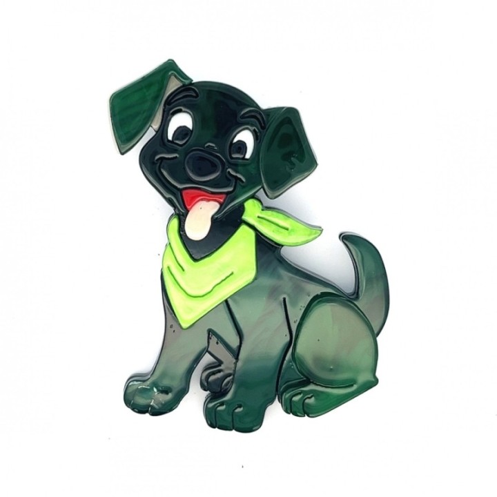 Spilla in Resina Cagnolino Verde