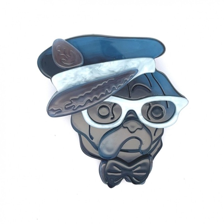 Spilla in Resina Bulldog Blu