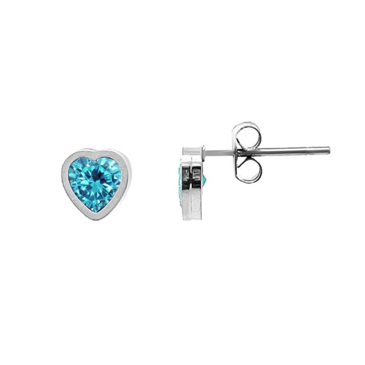 Punto Luce Cuore Zirconia Blu Acciaio 316L
