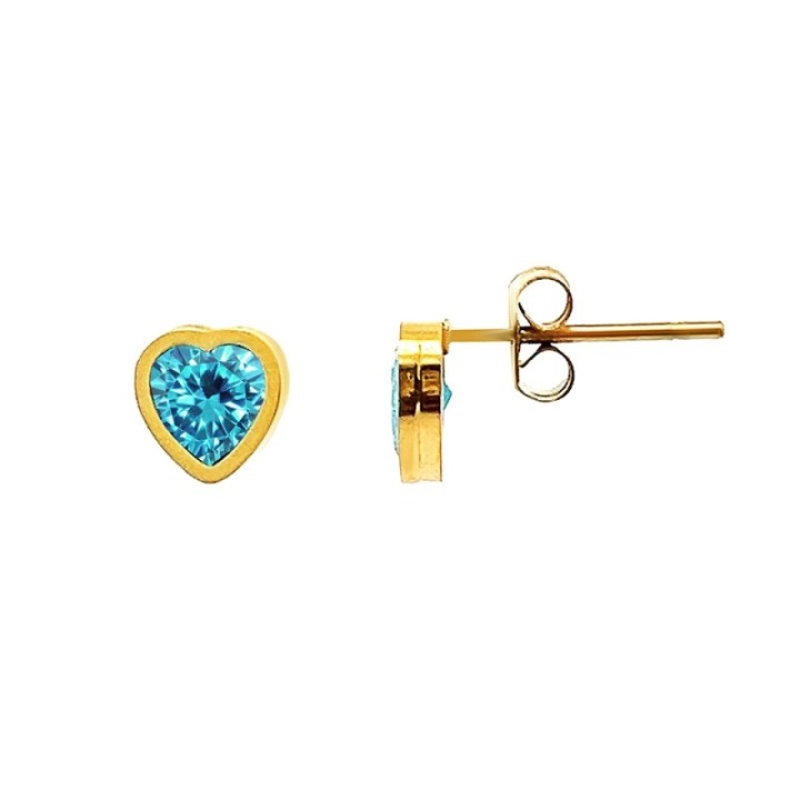 Punto Luce Cuore Zirconia Blu Acciaio 316L