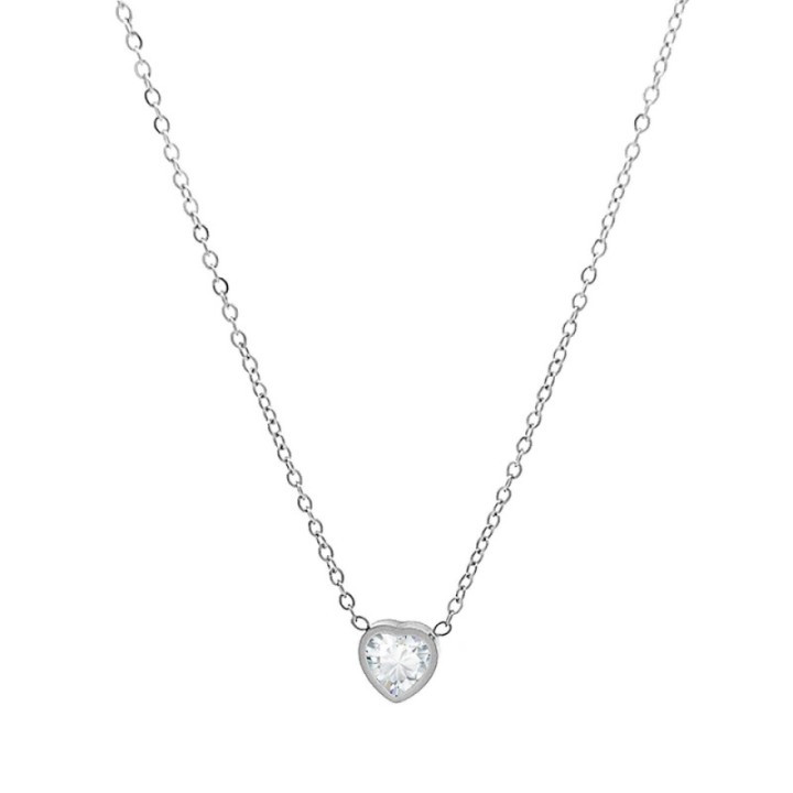 Girocollo Punto Luce Cuore Zirconia Bianca Acciaio 316L