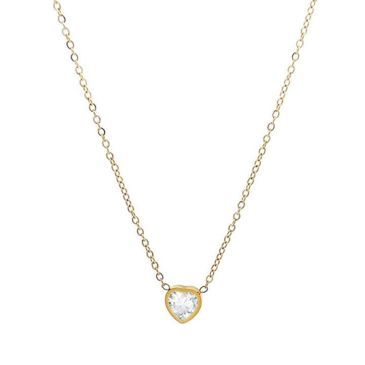 Girocollo Punto Luce Cuore Zirconia Bianca Acciaio 316L