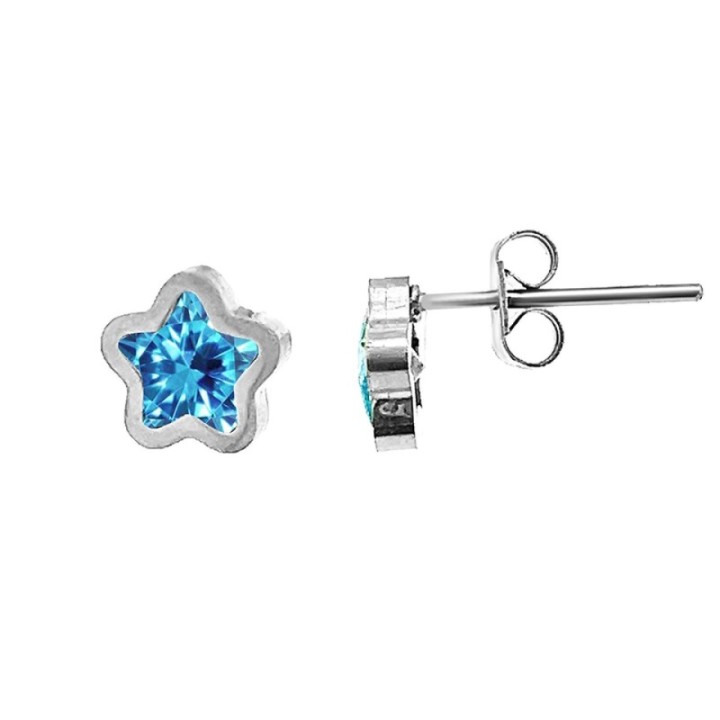 Punto Luce Stella Zirconia Azzurra Acciaio 316L