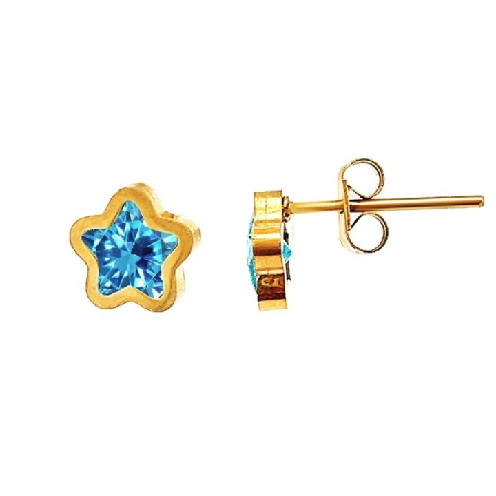 Punto Luce Stella Zirconia Azzurra Acciaio 316L