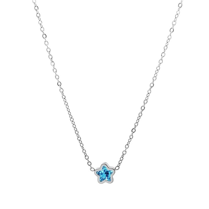 Girocollo Punto Luce Stella Zirconia Bianca Acciaio 316L