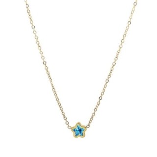 Girocollo Punto Luce Stella Zirconia Azzurra Acciaio 316L