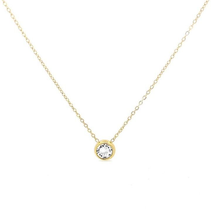 Girocollo Punto Luce Zirconia Bianca Acciaio 316L