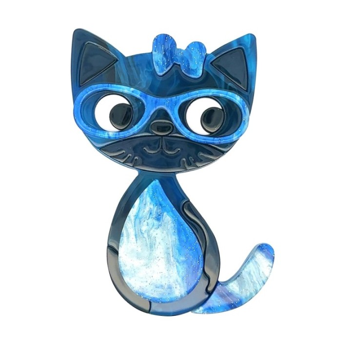 Spilla Resina Gatto Borghese Bluceleste