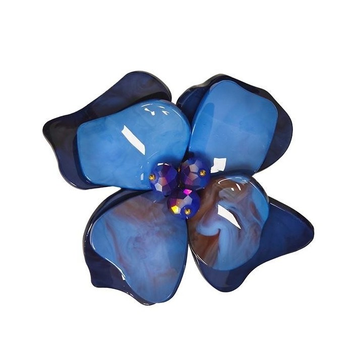 Spilla Bijoux Fiore Acrilico Blu