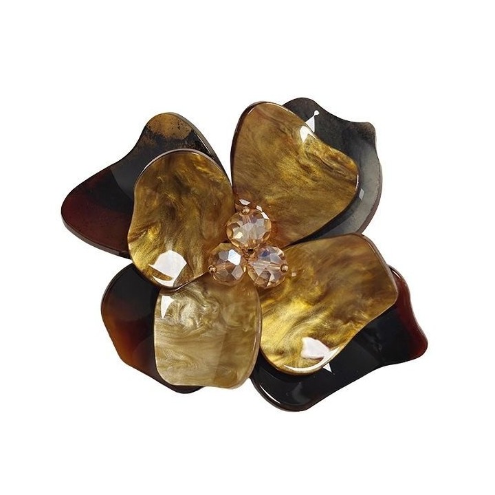 Spilla Bijoux Fiore Acrilico Marrone