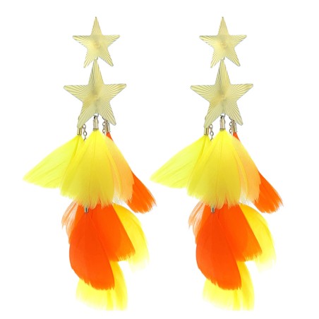 Pendente Piumato Giallo-Arancio Doppia Stella Acciaio 316L
