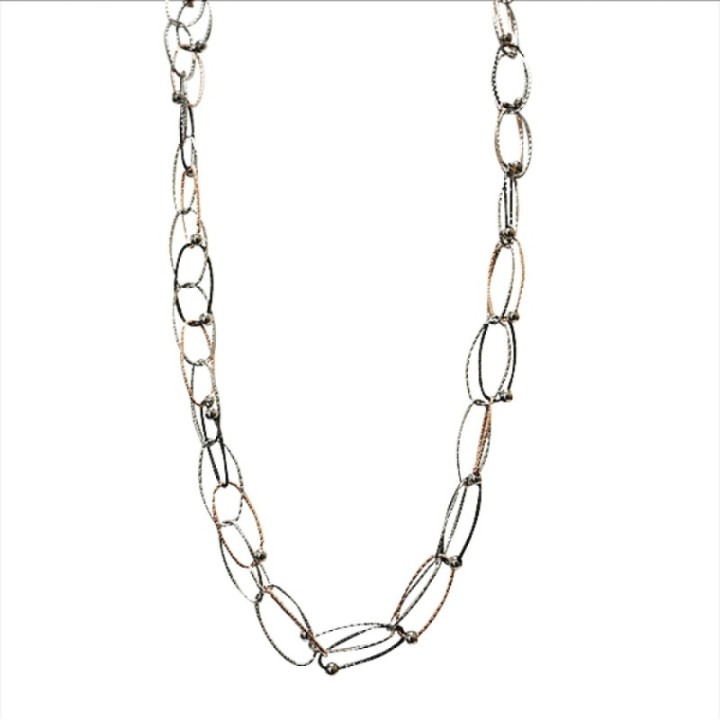 Collana Bijoux Lunga Ovali Doppia Catena