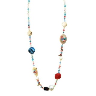 Collana Perline Lunga con Pietre e Cristalli Multicolore