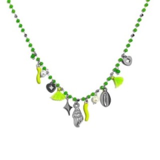 Girocollo Perline Verdi Multi-Charms