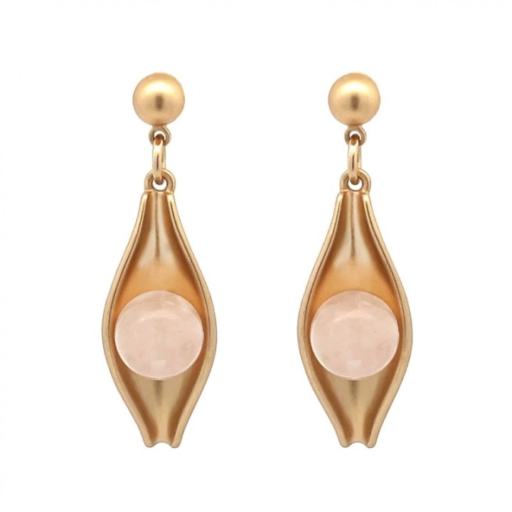 Pendenti Bijoux Dorati Pietra Quarzo Rosa