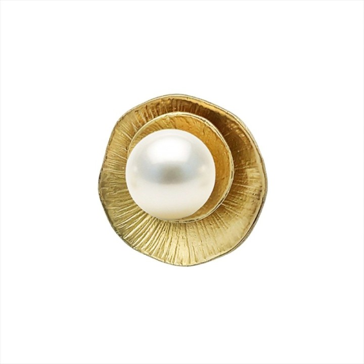Anello Bijoux Dorato Regolabile con Perla