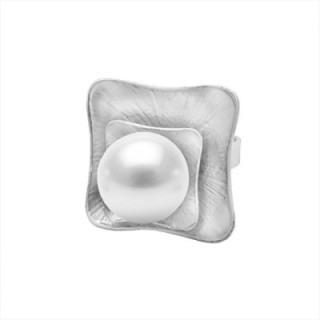 Anello Bijoux Argentato Regolabile con Perla