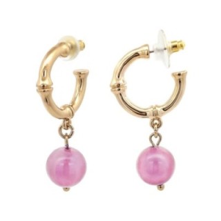 Cerchio-Pendenti Bijoux con Pietra Rosa