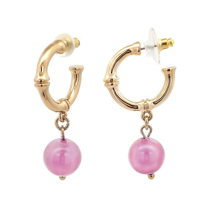 Cerchio-Pendenti Bijoux con Pietra Rosa