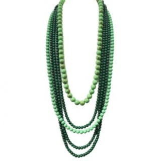 Collana Bijoux Lunga Multi-Filo Perline Verdi