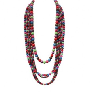Collana Bijoux Lunga Multi-Filo Perline Multicolore