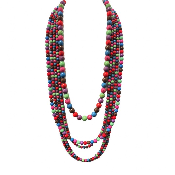 Collana Bijoux Lunga Multi-Filo Perline Multicolore