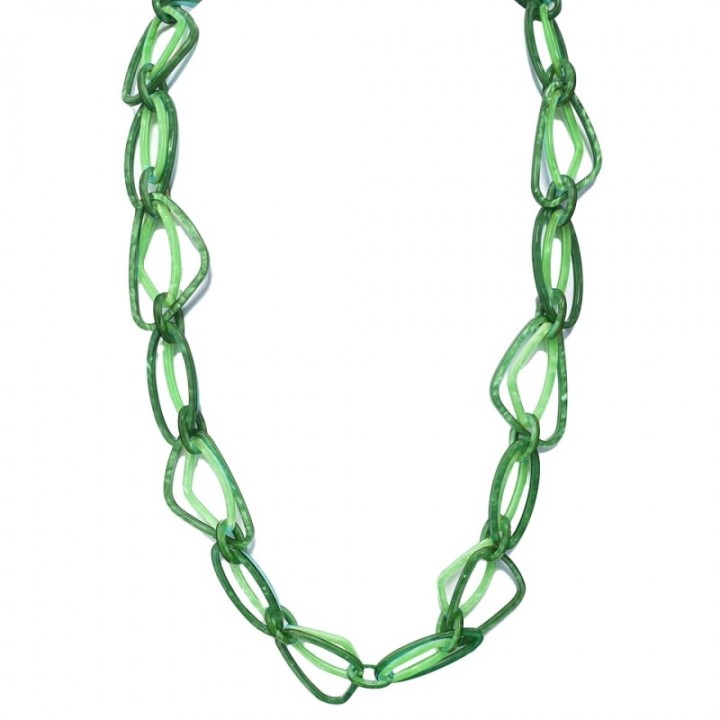 Collana Resina Lunga Catena Intreccio Verde