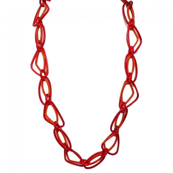 Collana Resina Lunga Catena Intreccio Rossa
